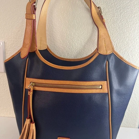Dooney & Bourke Navy and Tan Shoulder Bag